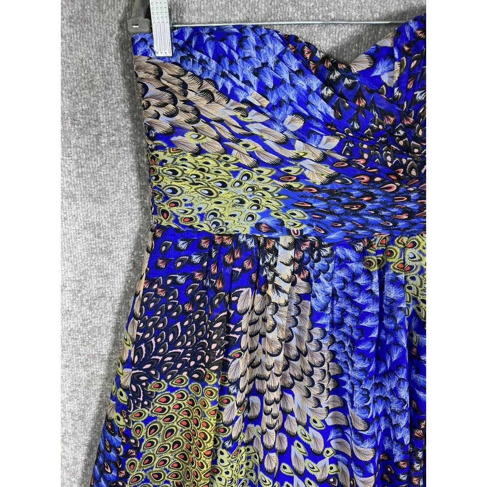 Max And Cleo Strapless High Low‎ Peacock Print Dress Womens Size 8 Lined - Picture 6 of 16